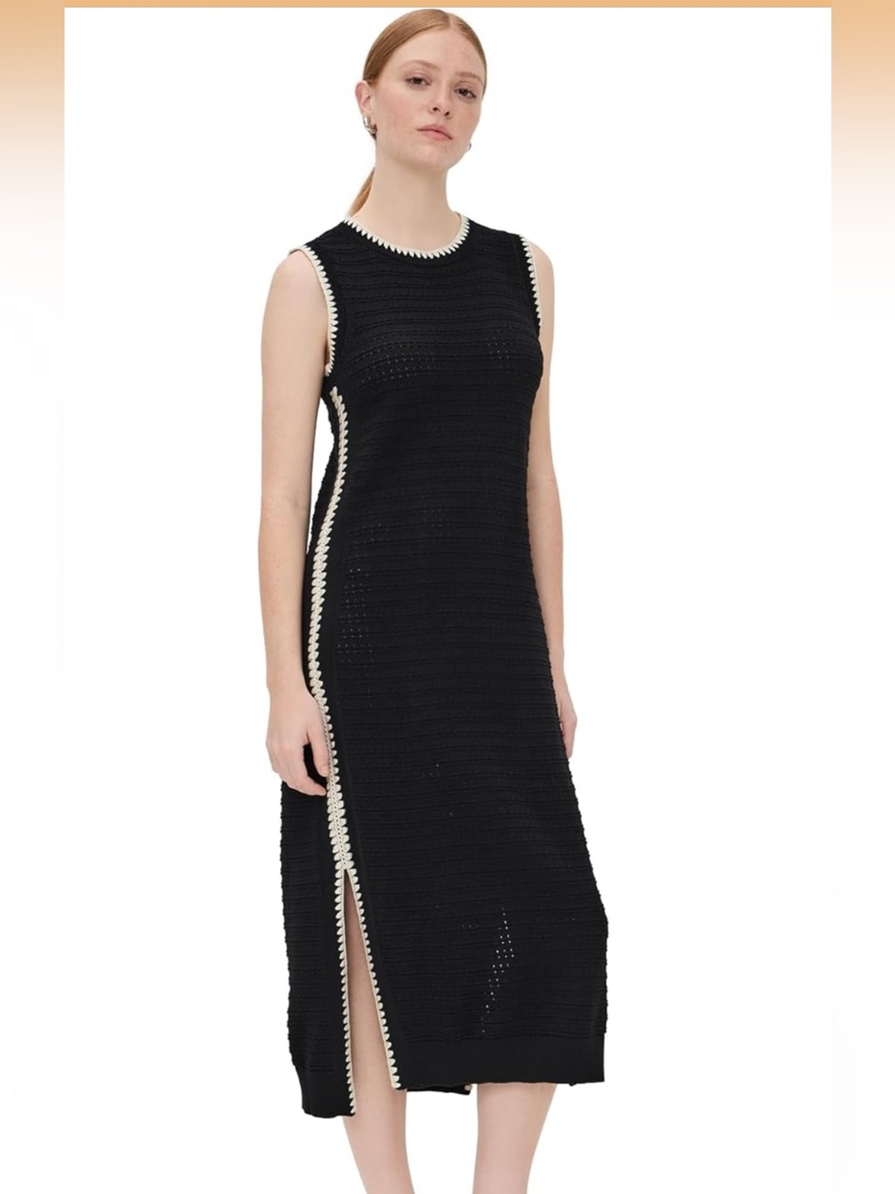 Varley Dwight knit dress black with Cream Trim medium